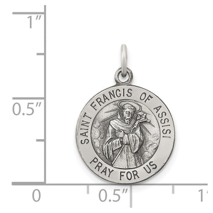 Sterlingsilber Antikisiert Saint Franziskus Of Assisi Medaille