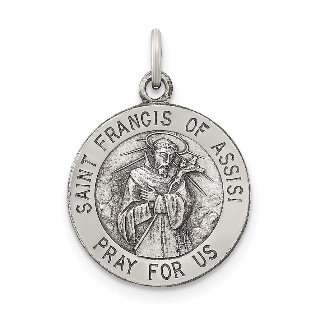 Sterlingsilber Antikisiert Saint Franziskus Of Assisi Medaille