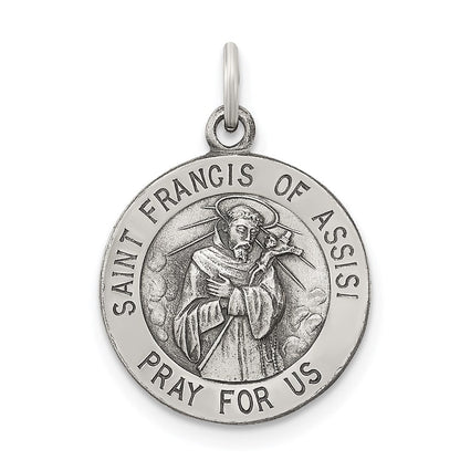 Sterlingsilber Antikisiert Saint Franziskus Of Assisi Medaille
