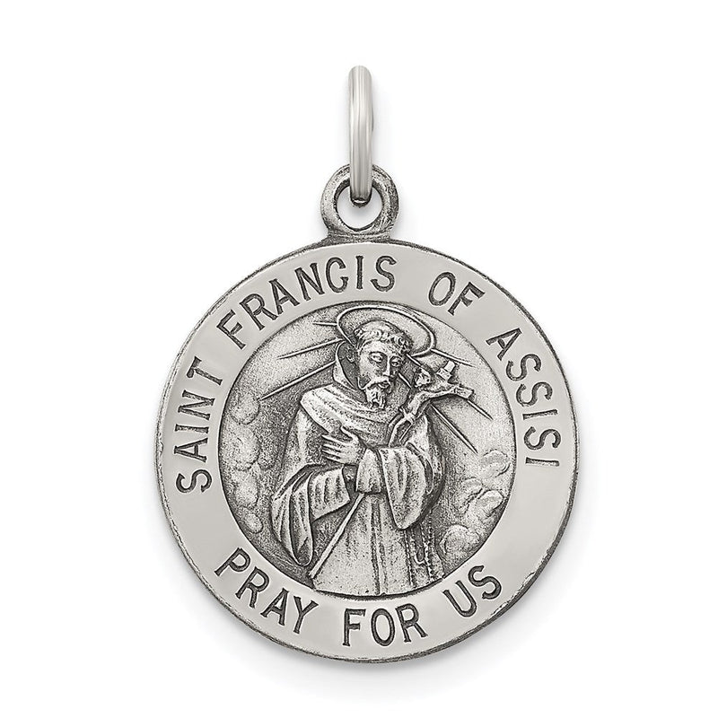 Sterlingsilber Antikisiert Saint Franziskus Of Assisi Medaille