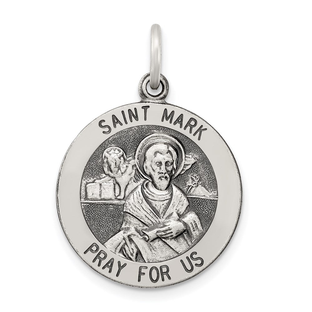 Sterlingsilber Antikisiert Saint Mark Medaille