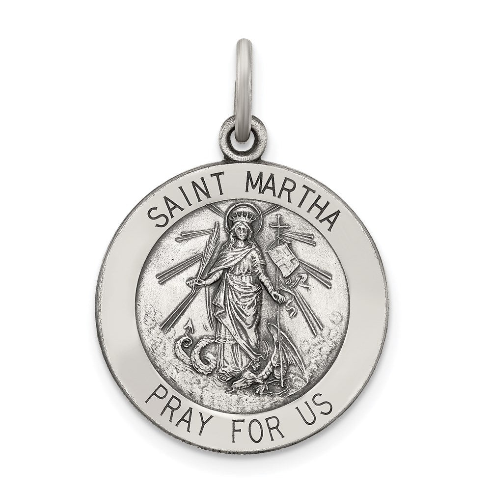 Sterlingsilber Antikisiert Saint Martha Medaille