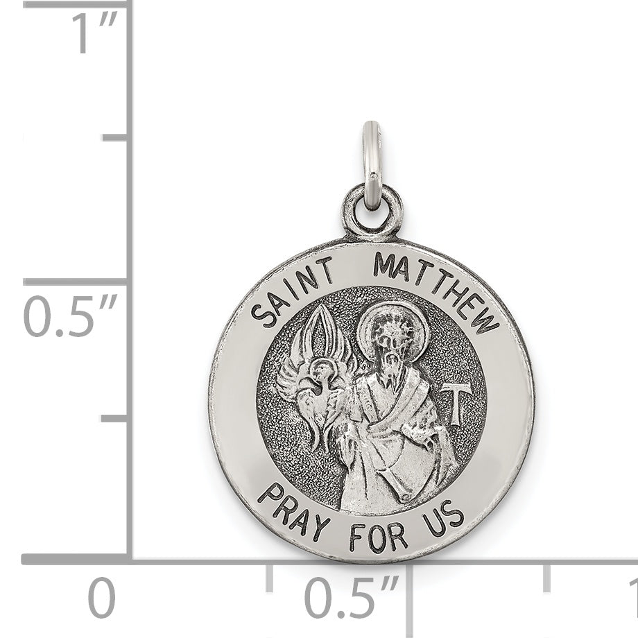 Sterlingsilber Antikisiert Saint Matthew Medaille