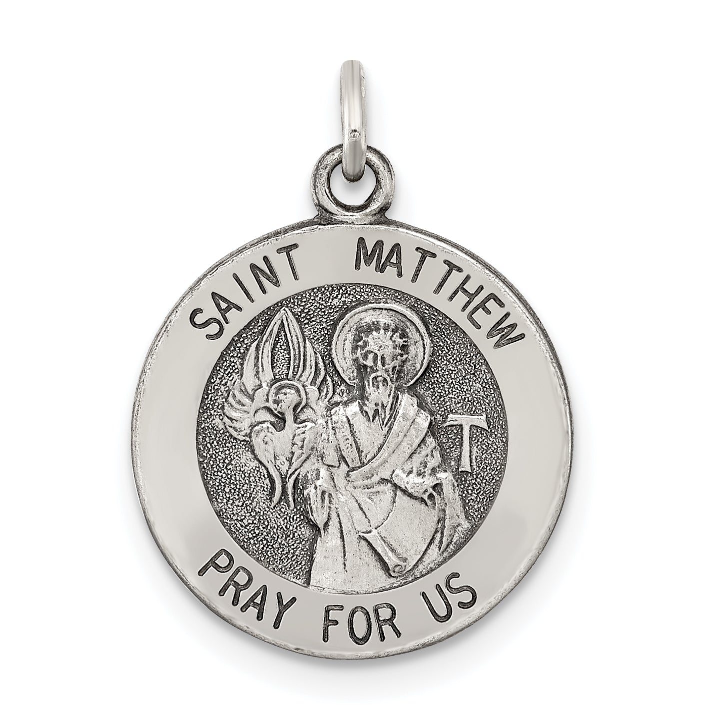 Sterlingsilber Antikisiert Saint Matthew Medaille