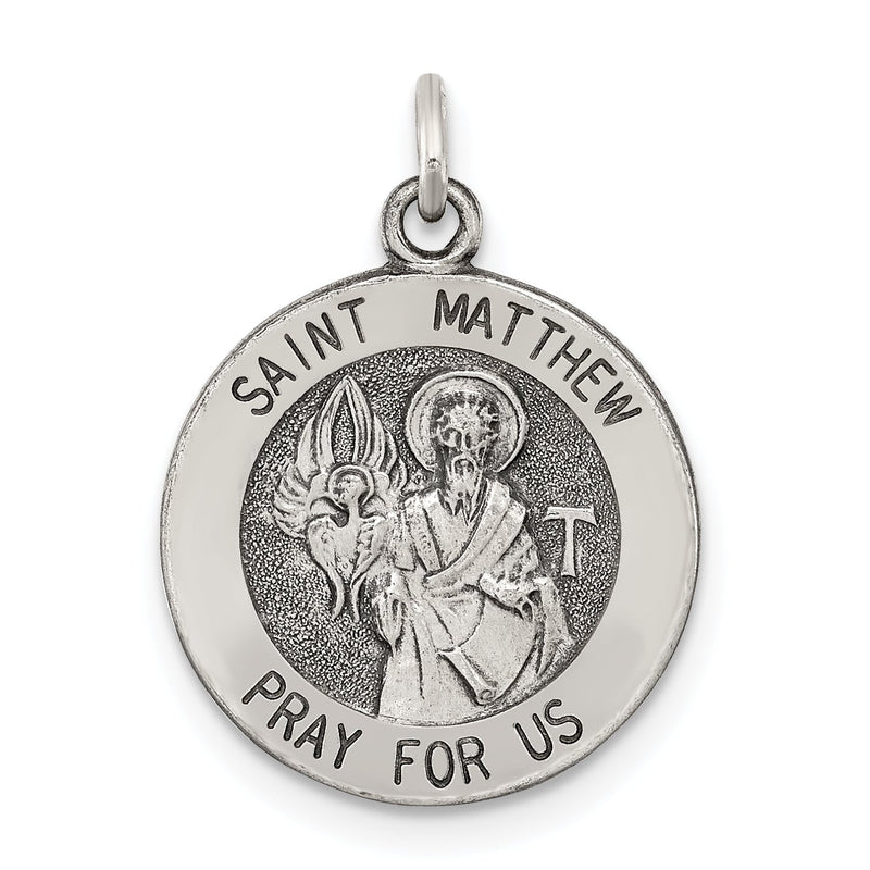 Sterlingsilber Antikisiert Saint Matthew Medaille