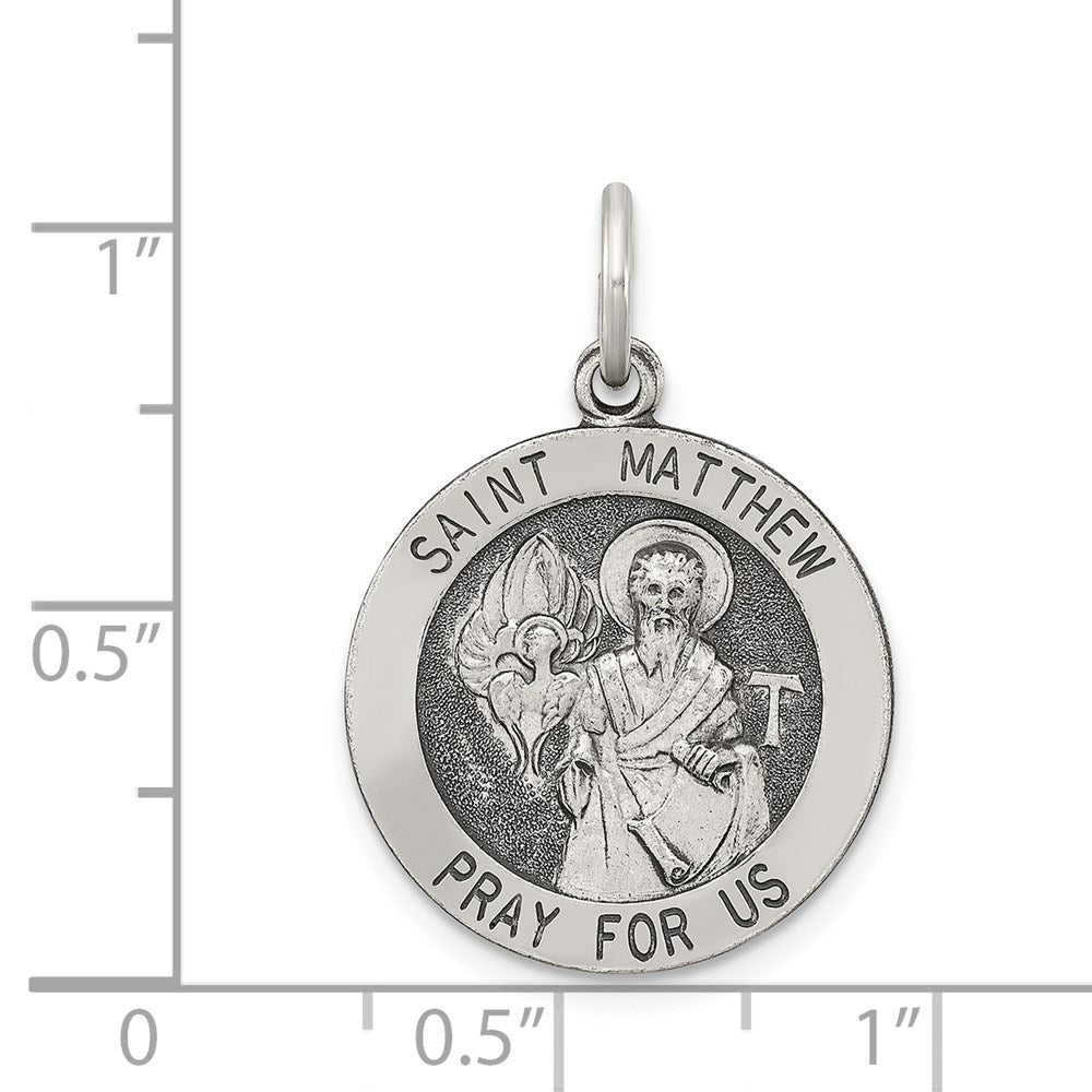 Sterlingsilber Antikisiert Saint Matthew Medaille