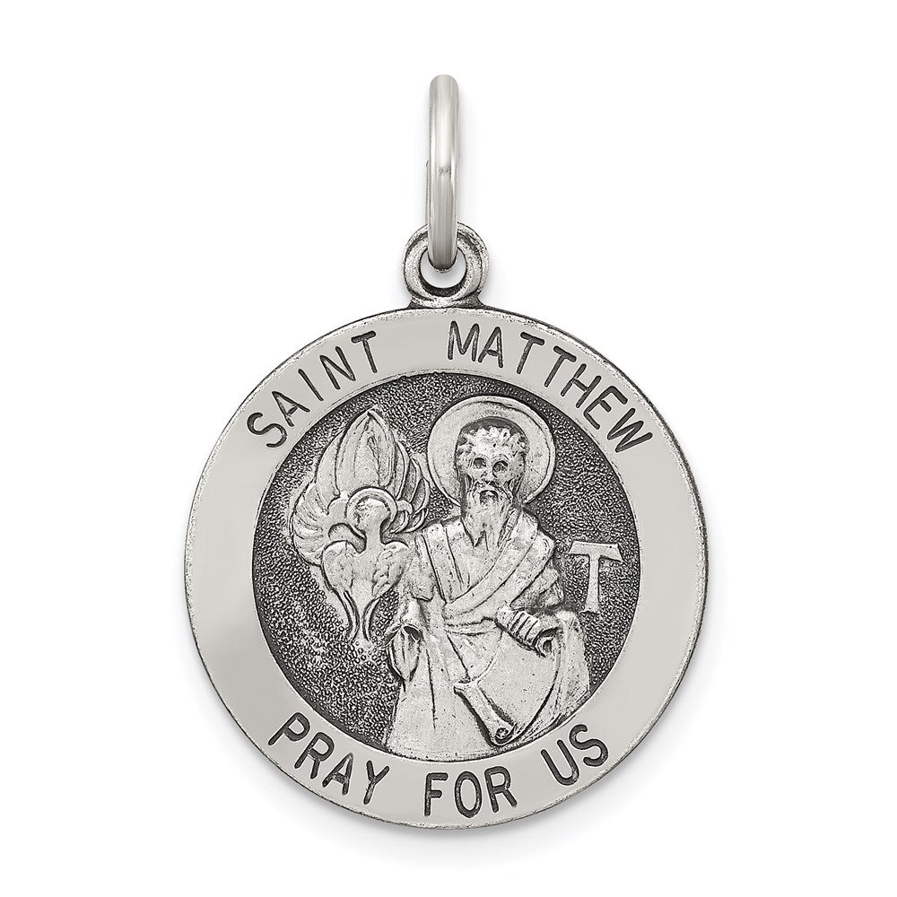 Sterlingsilber Antikisiert Saint Matthew Medaille