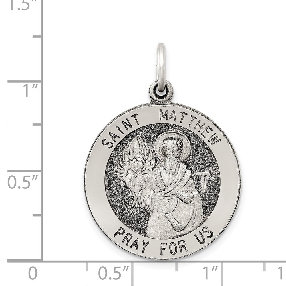 Sterlingsilber Antikisiert Saint Matthew Medaille