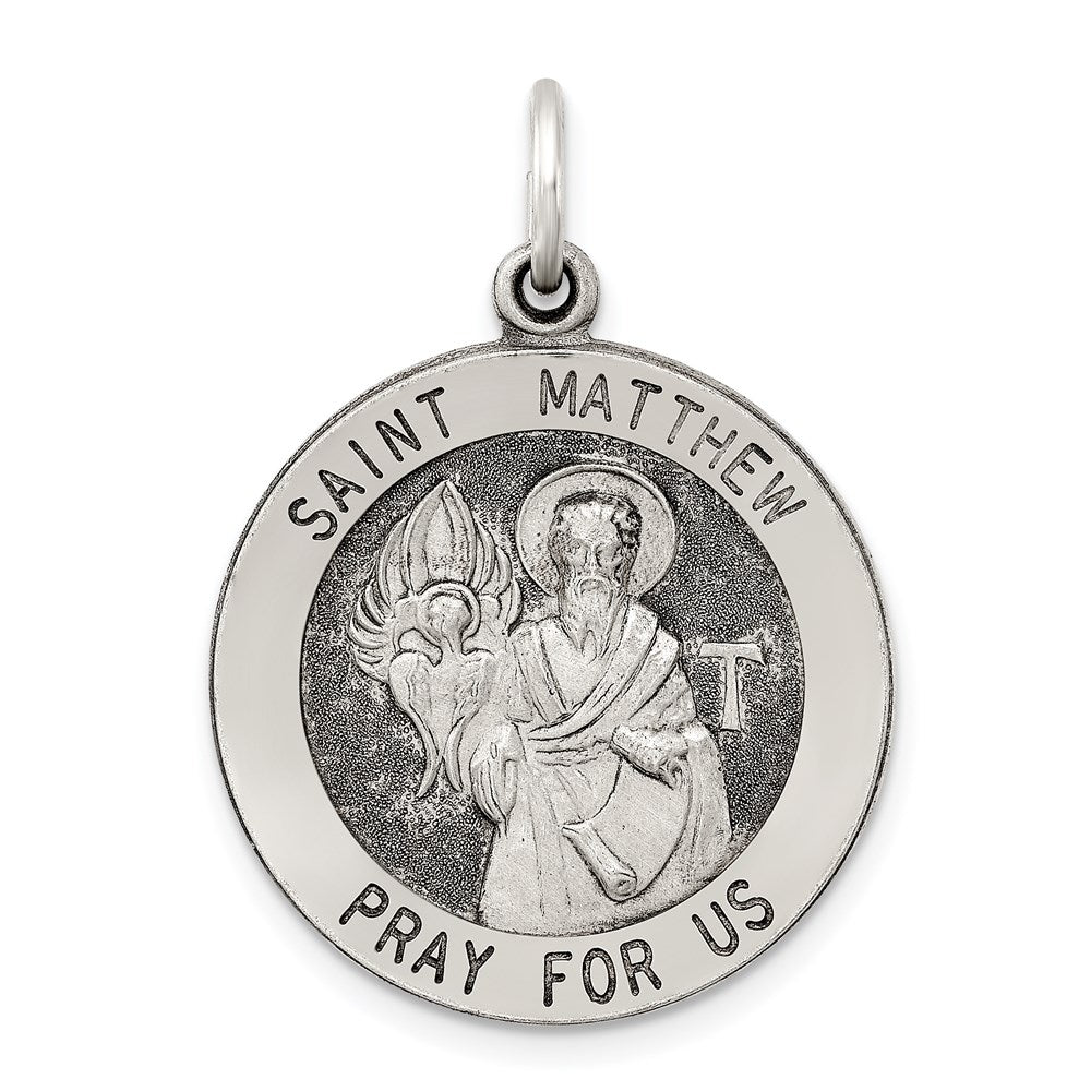 Sterlingsilber Antikisiert Saint Matthew Medaille