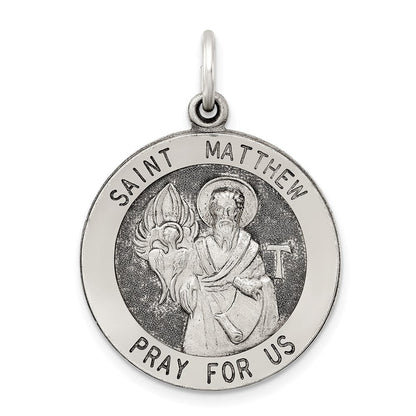 Sterlingsilber Antikisiert Saint Matthew Medaille