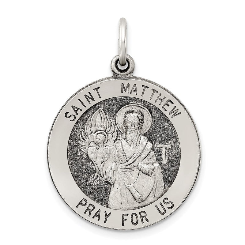 Sterlingsilber Antikisiert Saint Matthew Medaille