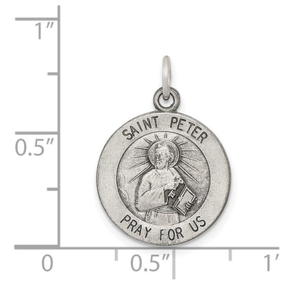 Sterlingsilber Antikisiert Saint Peter Medaille