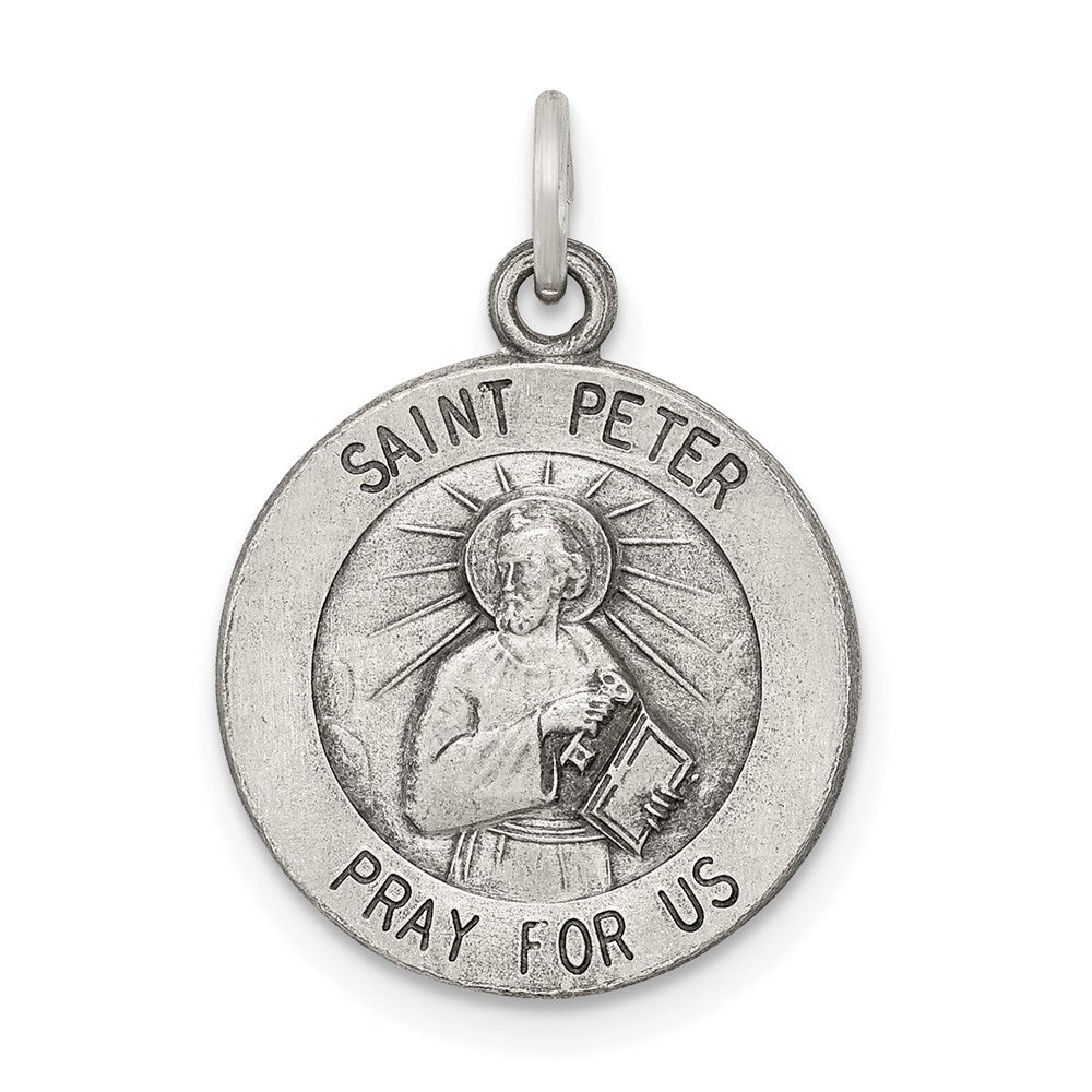 Sterlingsilber Antikisiert Saint Peter Medaille