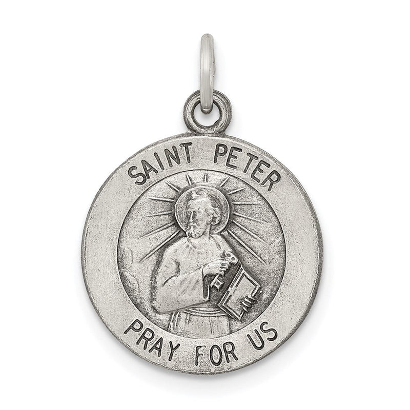 Sterlingsilber Antikisiert Saint Peter Medaille