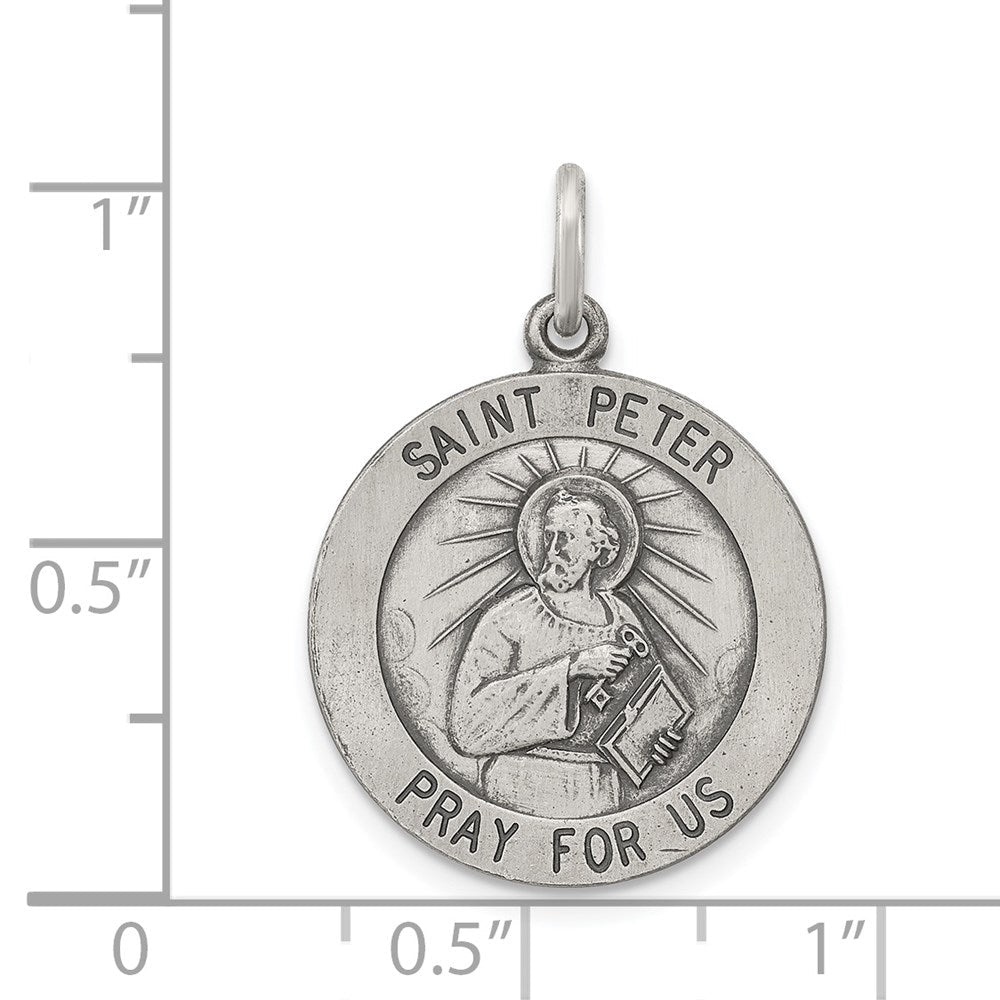 Sterlingsilber Antikisiert Saint Peter Medaille