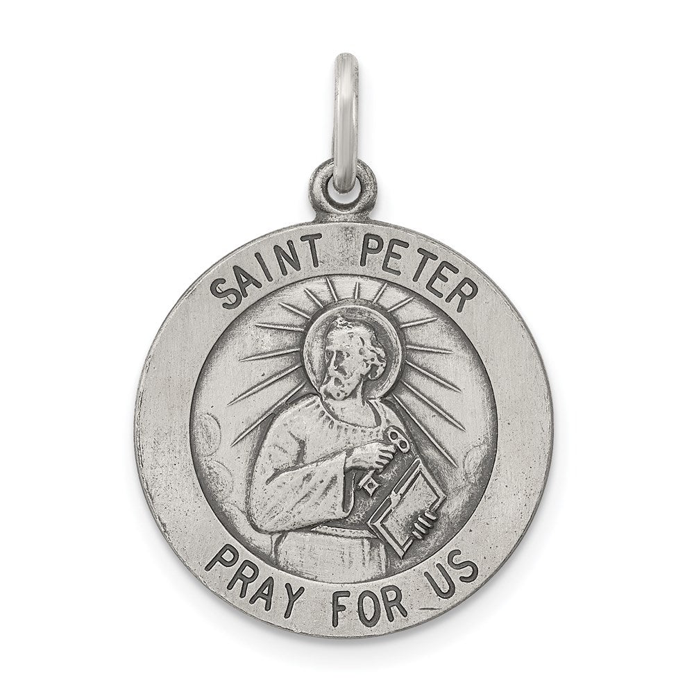 Sterlingsilber Antikisiert Saint Peter Medaille