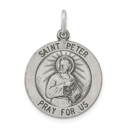 Sterlingsilber Antikisiert Saint Peter Medaille