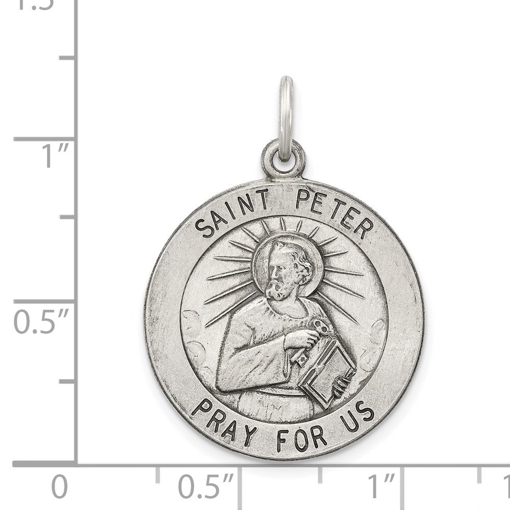 Sterlingsilber Antikisiert Saint Peter Medaille