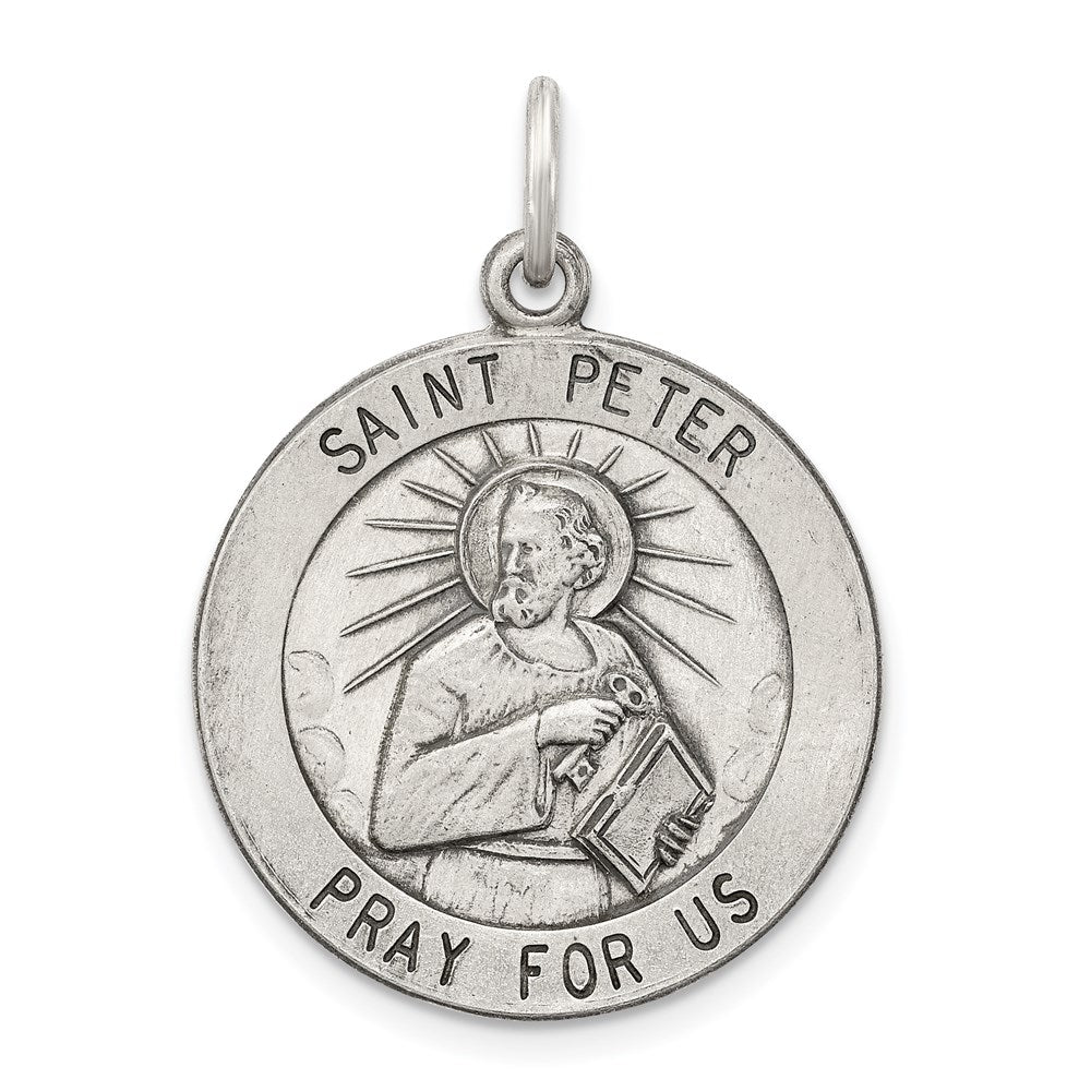 Sterlingsilber Antikisiert Saint Peter Medaille