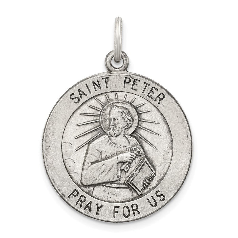 Sterlingsilber Antikisiert Saint Peter Medaille