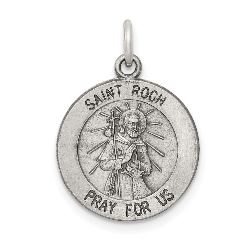 Sterlingsilber Antikisiert Saint Roch Medaille