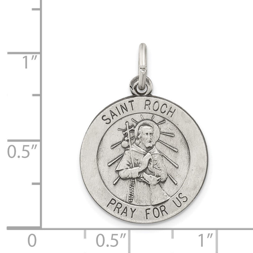 Sterlingsilber Antikisiert Saint Roch Medaille