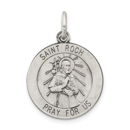 Sterlingsilber Antikisiert Saint Roch Medaille