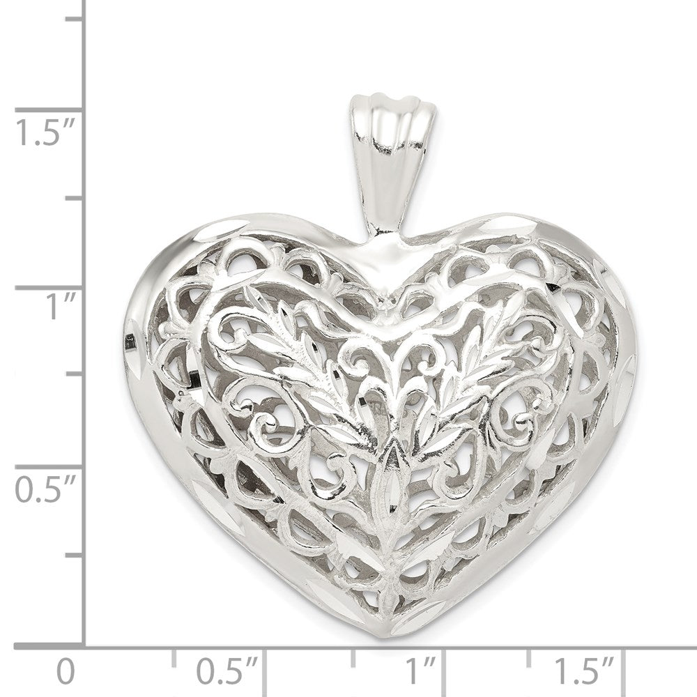 Sterlingsilber Filigran Gewölbt Herz Anhänger