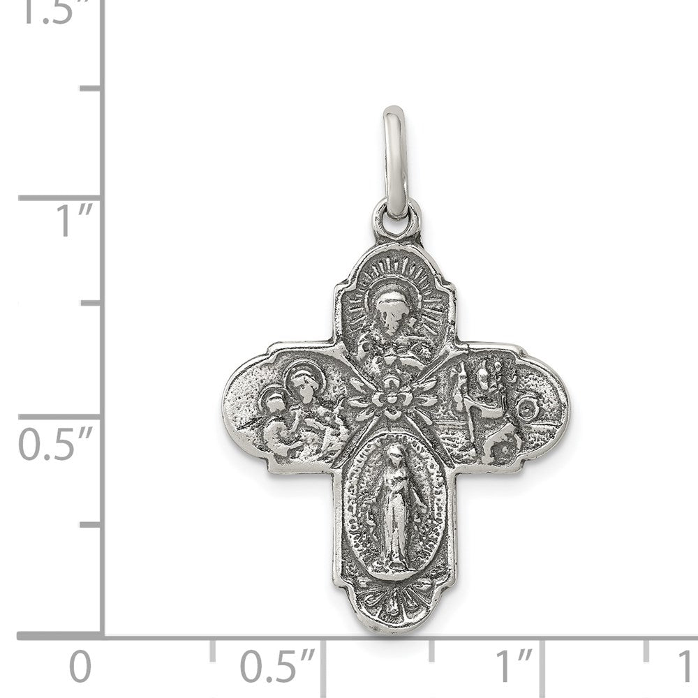 Sterlingsilber Antikisiert Wendbar 4-way Medaille