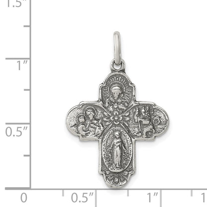 Sterlingsilber Antikisiert Wendbar 4-way Medaille