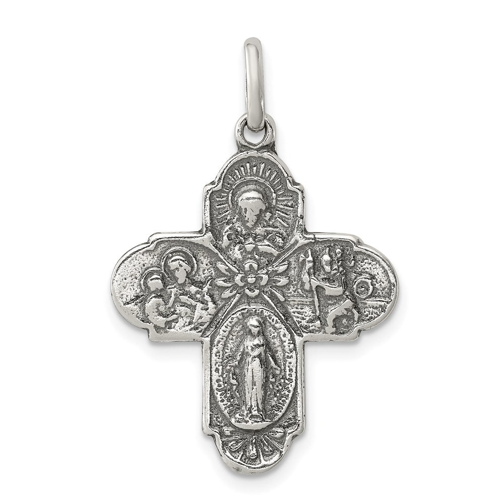 Sterlingsilber Antikisiert Wendbar 4-way Medaille