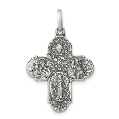 Sterlingsilber Antikisiert Wendbar 4-way Medaille