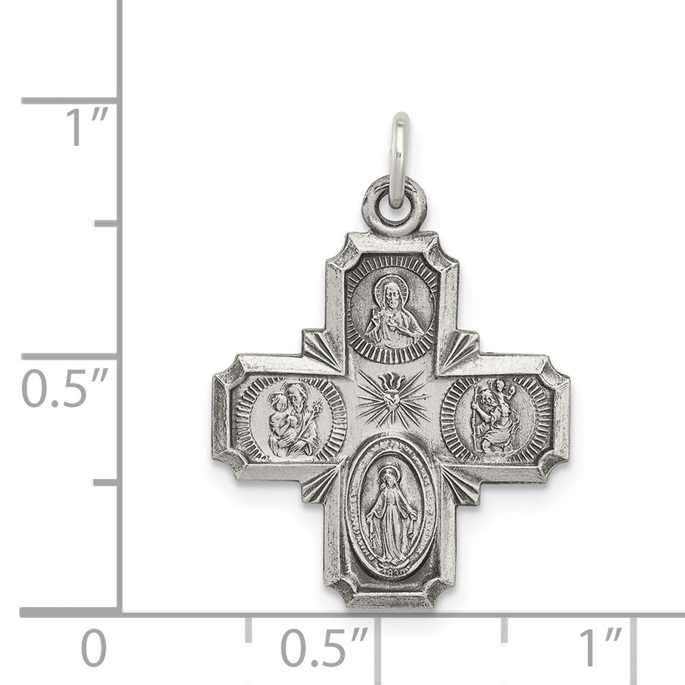Sterlingsilber Antikisiert Wendbar 4-way Medaille