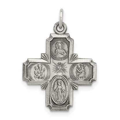 Sterlingsilber Antikisiert Wendbar 4-way Medaille