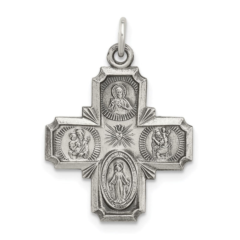 Sterlingsilber Antikisiert Wendbar 4-way Medaille