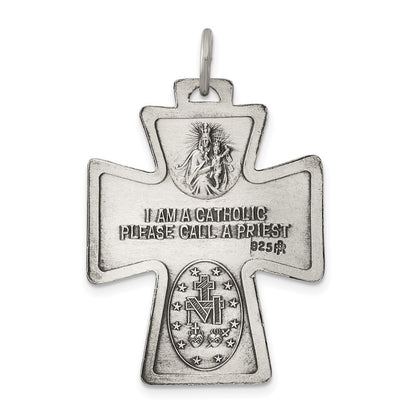 Sterlingsilber Antikisiert Wendbar 4-way Medaille
