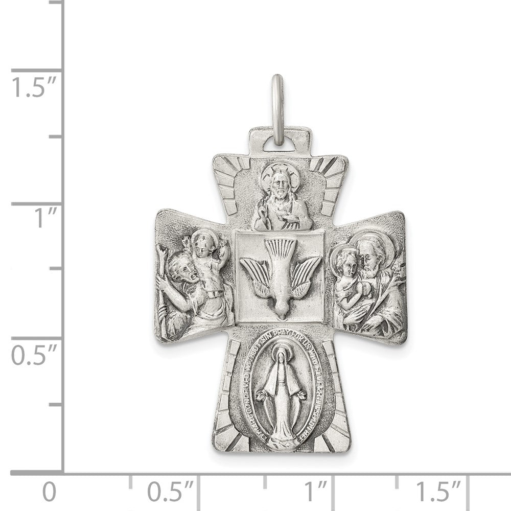 Sterlingsilber Antikisiert Wendbar 4-way Medaille