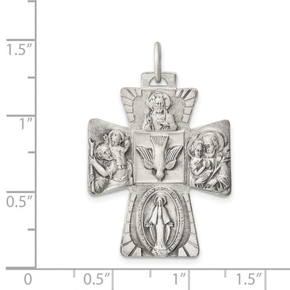 Sterlingsilber Antikisiert Wendbar 4-way Medaille