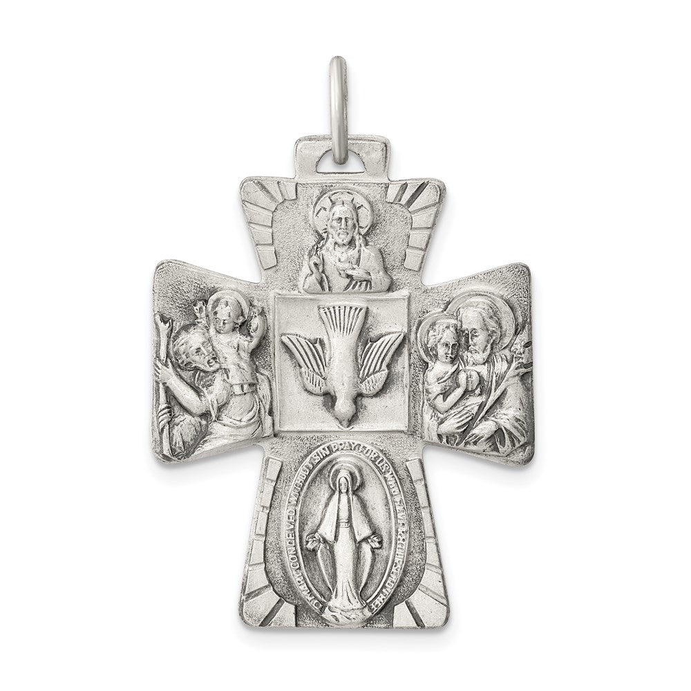 Sterlingsilber Antikisiert Wendbar 4-way Medaille