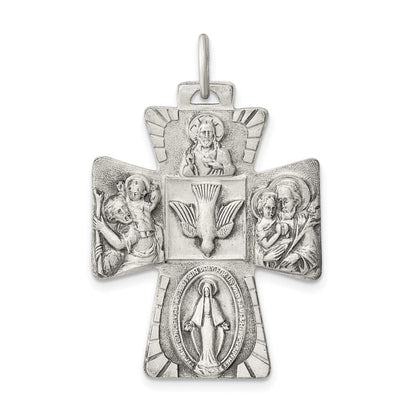 Sterlingsilber Antikisiert Wendbar 4-way Medaille