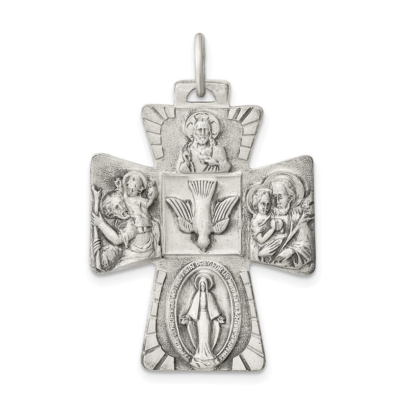 Sterlingsilber Antikisiert Wendbar 4-way Medaille