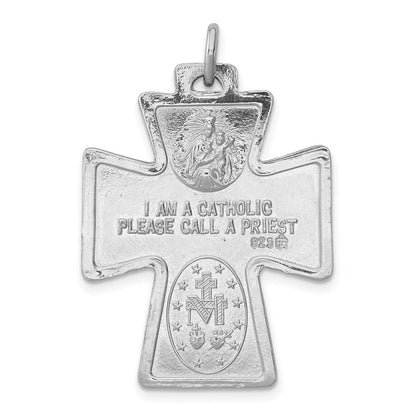 Sterlingsilber Rhodiniert Wendbar 4-way Medaille