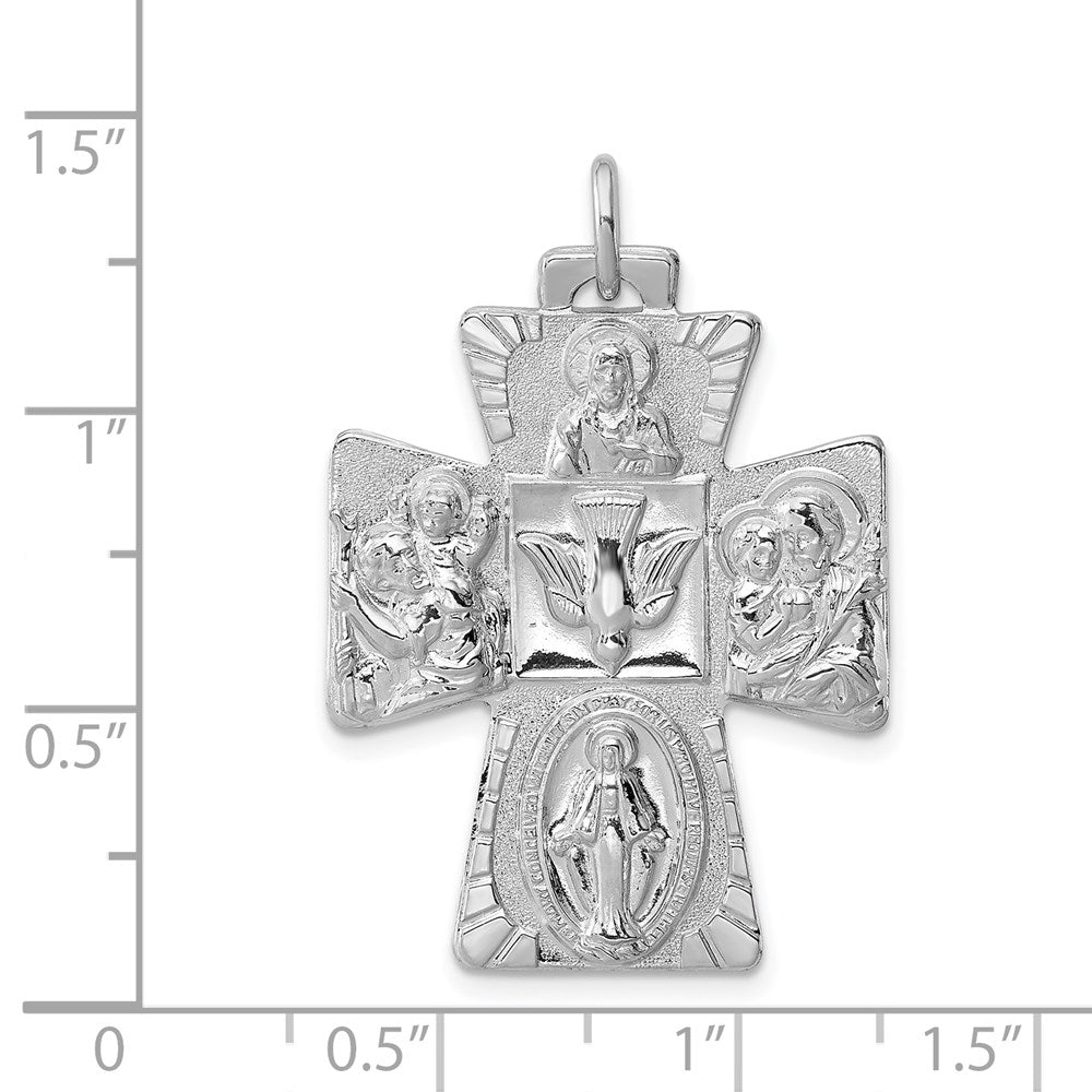 Sterlingsilber Rhodiniert Wendbar 4-way Medaille