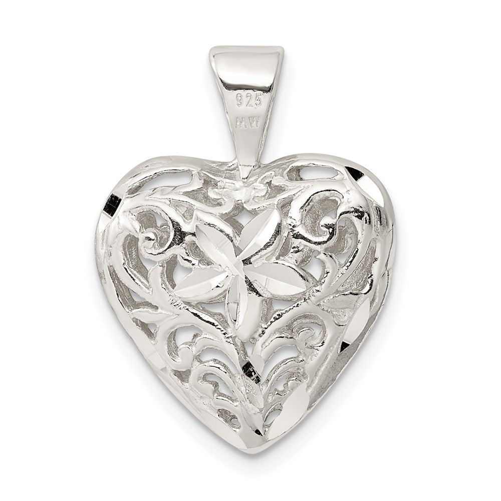 Sterlingsilber Filigran Blumen Herz Anhänger