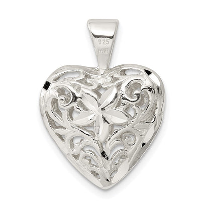 Sterlingsilber Filigran Blumen Herz Anhänger