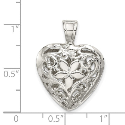 Sterlingsilber Filigran Blumen Herz Anhänger