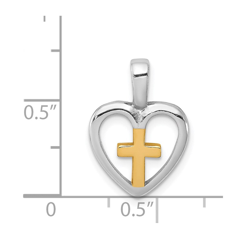 Sterlingsilber Rhodium-platedvermeil Kreuz Herz Anhänger