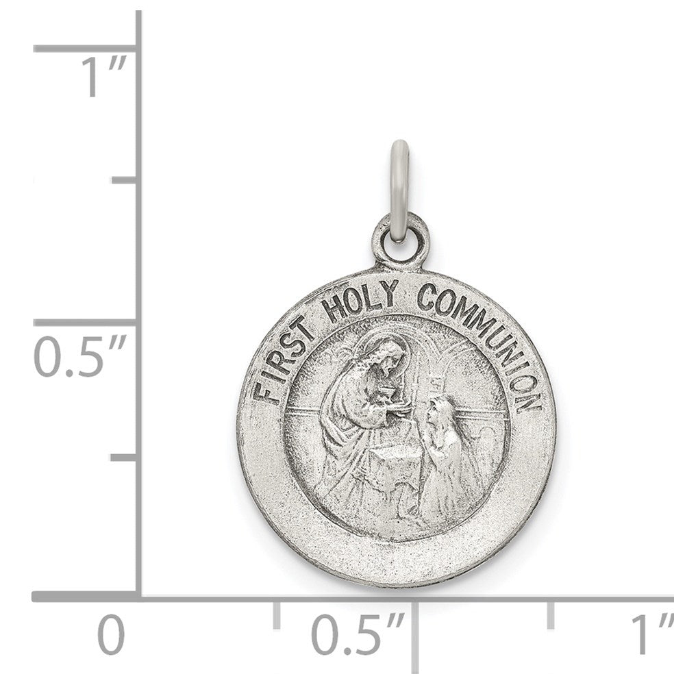 Sterlingsilber Antikisiert First Heilig Kommunion Medaille