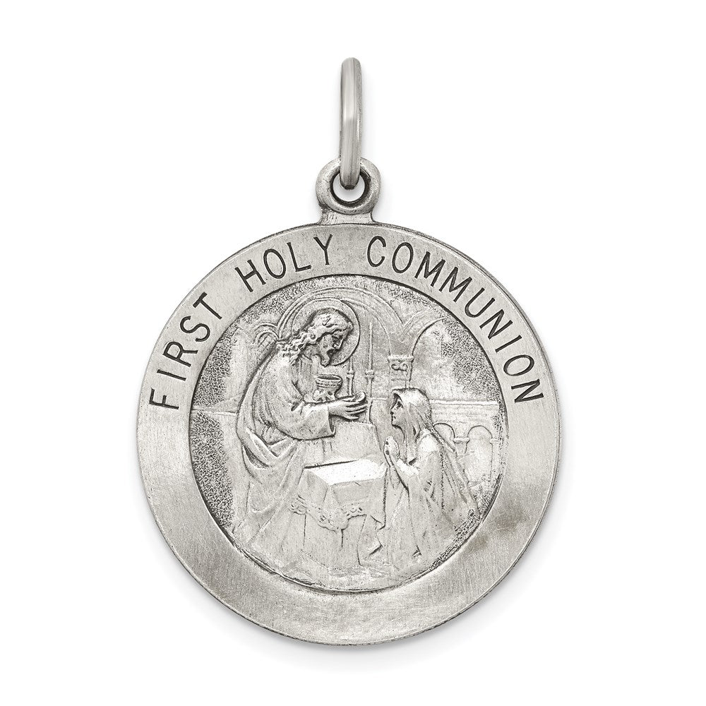 Sterlingsilber Antikisiert First Heilig Kommunion Medaille