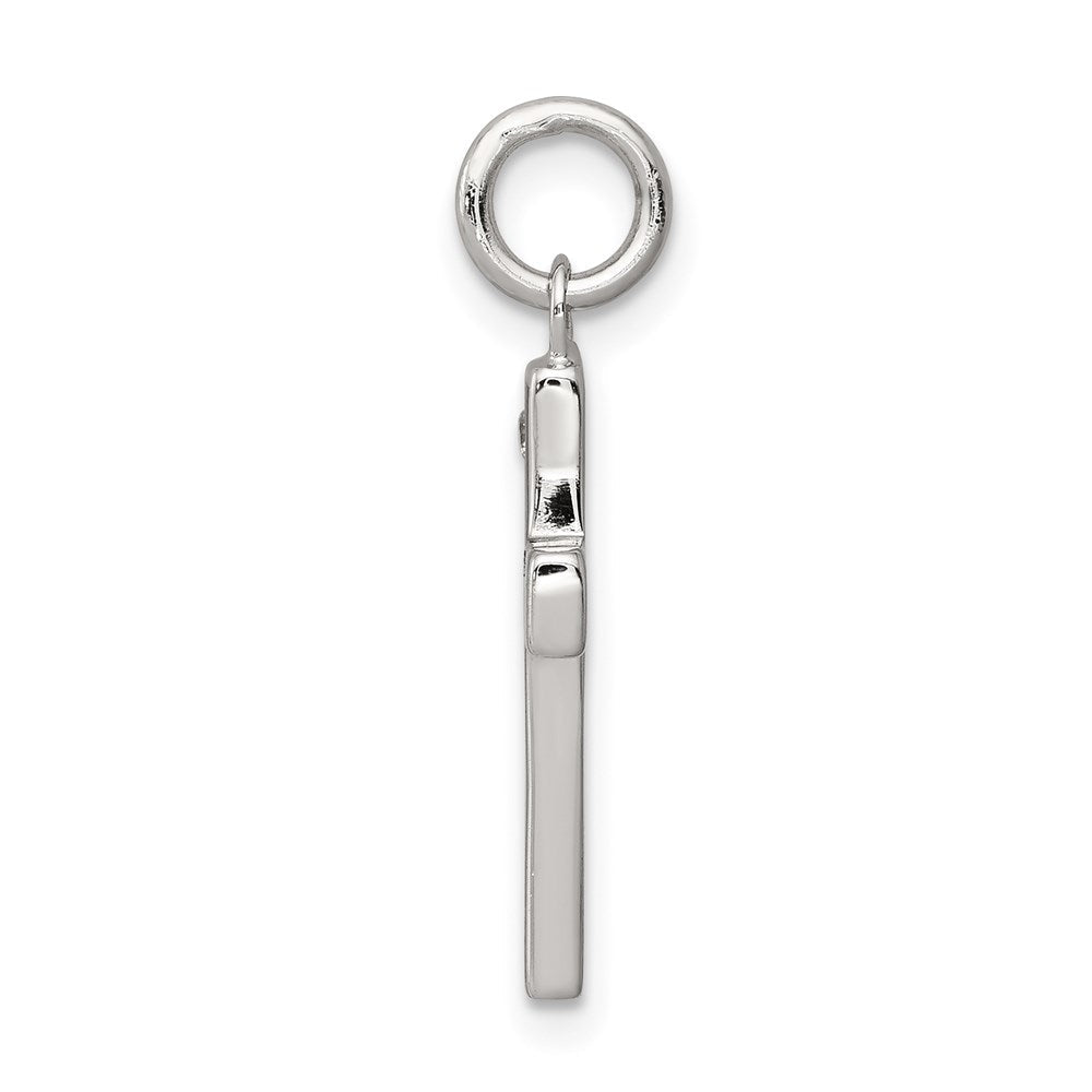 Sterlingsilber Rhodiniert Schwarz Ink Glaube und Zirkonia Antikisiert Kreuz Charm